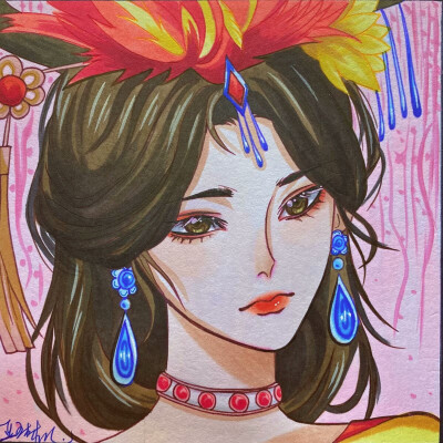 甄姬 | 马克笔手绘，视频在：快手，抖音，B站，小红书等：画查亚琳儿