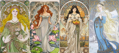 穆夏风格的四季