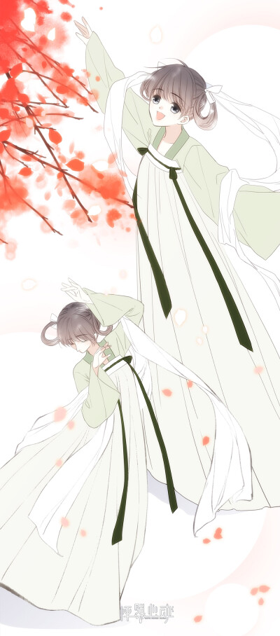 年少总是多情诗：杏花微雨醉，花朝故人归。