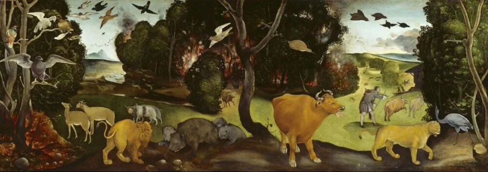 皮耶罗·迪·科西莫（Piero di Cosimo）
《森林之火》（Forest Fire）
1505年，油画，71.2cmx202cm
牛津艾许莫林博物馆 
