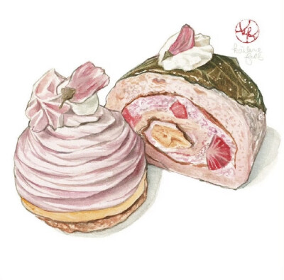 樱花甜品插画