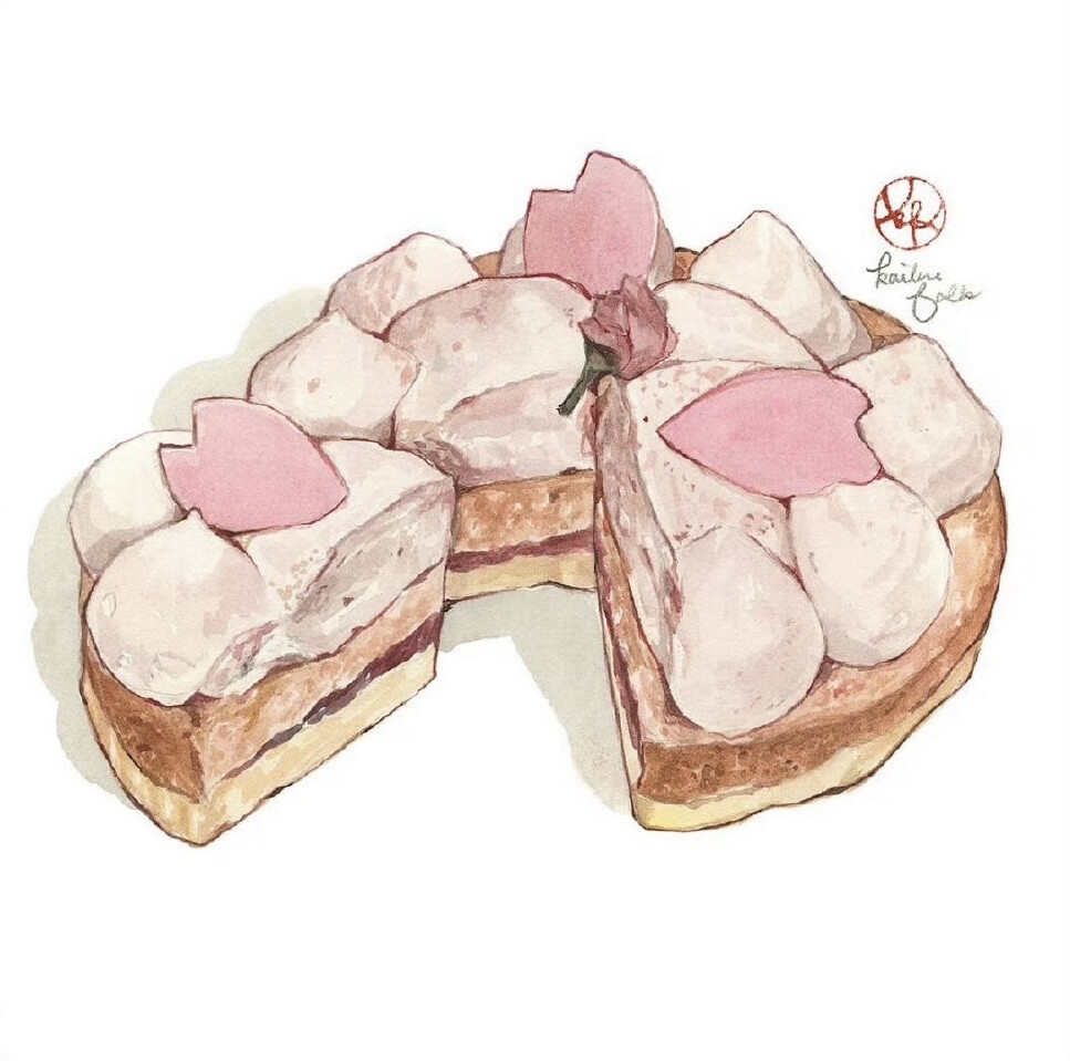 樱花甜品插画