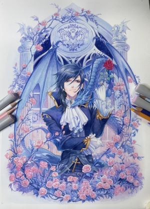 穆逢春绘制，《斗罗大陆》漫画同人创作。《瑰庭龙息》蓝电霸王龙-玉天恒。(侵权删)