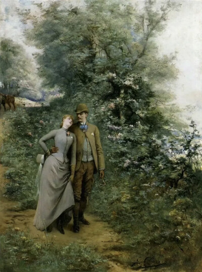 《午后散步》Afternoon stroll
乔治·朱里斯·维克多·克莱兰（Georges Jules Victor Clairin）
1898年；尺寸未知；画布油画