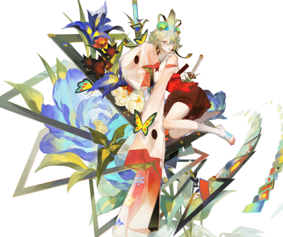 歌留多（cv：户田惠/刘一蕾）
蝶翼轻扑牌面流转，少女的身影跃动其间。
纤纤细指掠过之处，花札幻境顷刻变化。
月见草在虚实相交处摇曳，蓝色花朵纷扬而落。
入其牌局者如坠花札百景，十二月景致斑斓流转，
领略万…