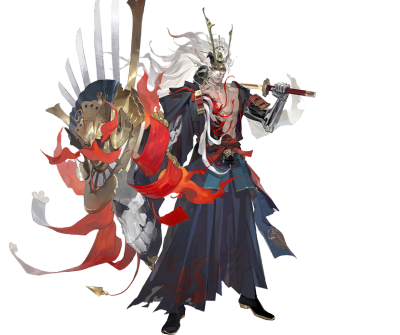 荒骷髅·觉醒（cv：崛内贤雄/刘英杰）
守诺可靠的骷髅将军，霸气野性但并不张扬，更像是厚重的山峦，见惯生死的内心仍有可贵热血。
生前是平将门最信任得力的大将，为平氏征战四方，号称「平氏的铁壁」。在生死一线…