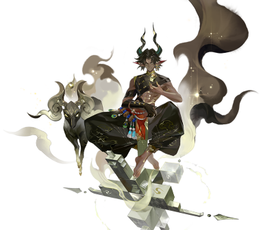 鬼金羊（cv：盆子原康/李春胤）
星宿流转，孤注一掷的少年许下最后的心愿。
那一刻，世上不再有名为阿迁的少年，取而代之的，是名为「鬼金羊」的暗夜假面。
流离之人，奔赴披星戴月之旅。为漂泊的孤伶者申雪，儆戒…