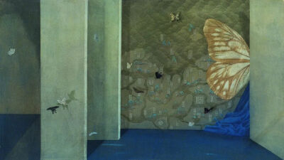 徐累《蝴蝶志》，64cm × 115cm，纸本，2002年