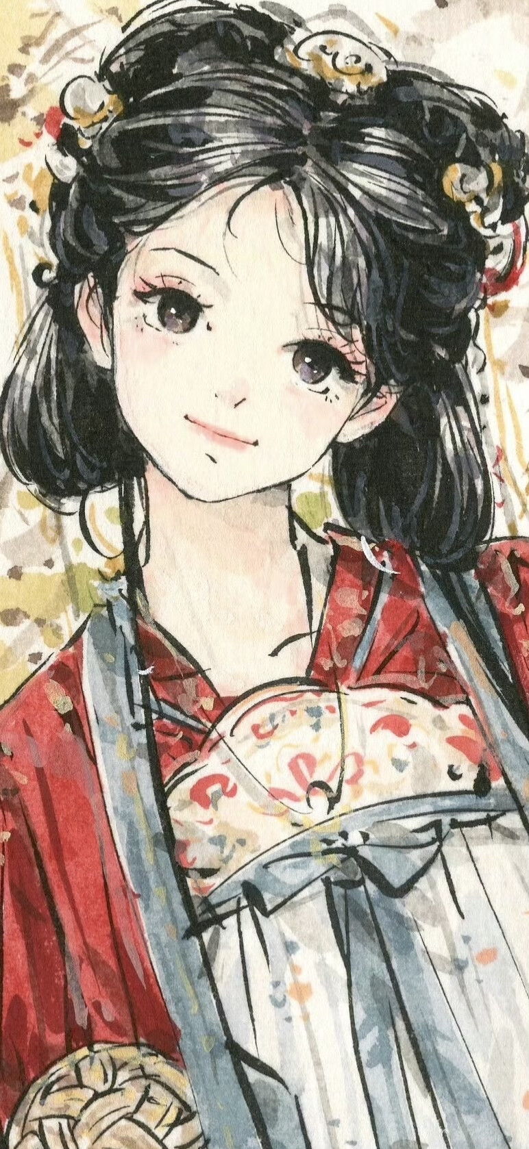 水墨风古风人物壁纸：画师：迟迟Chichi