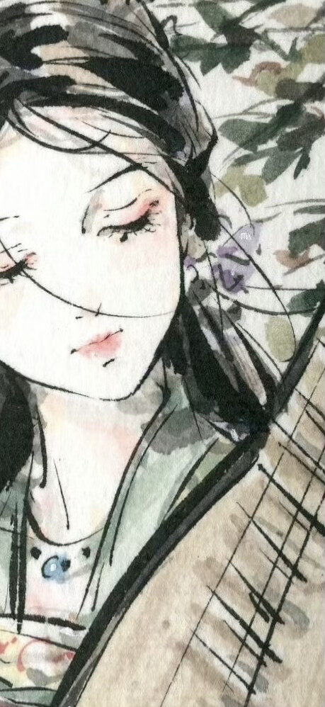 水墨风古风人物壁纸：画师：迟迟Chichi