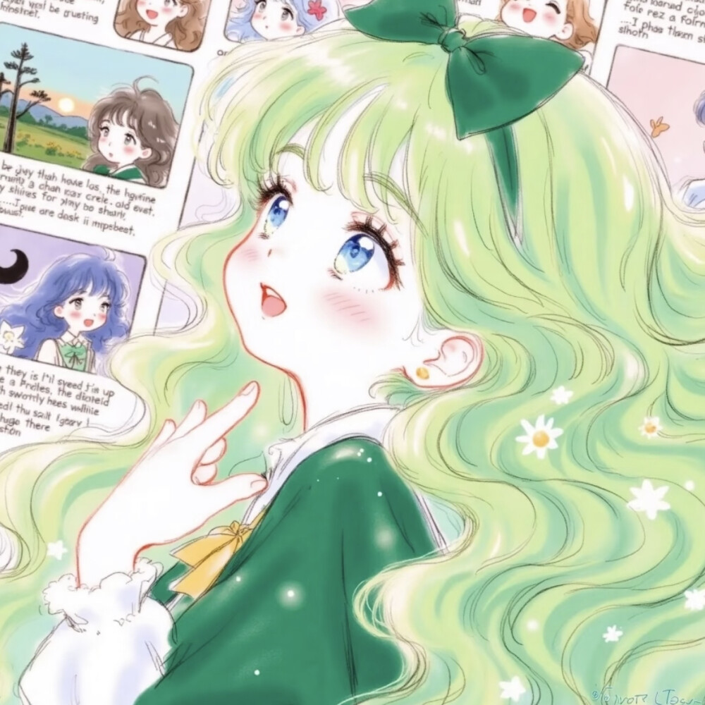 可爱手绘女头美少女