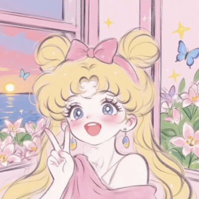 可爱手绘女头美少女