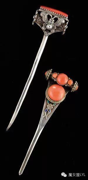 中国清代红珊瑚发簪