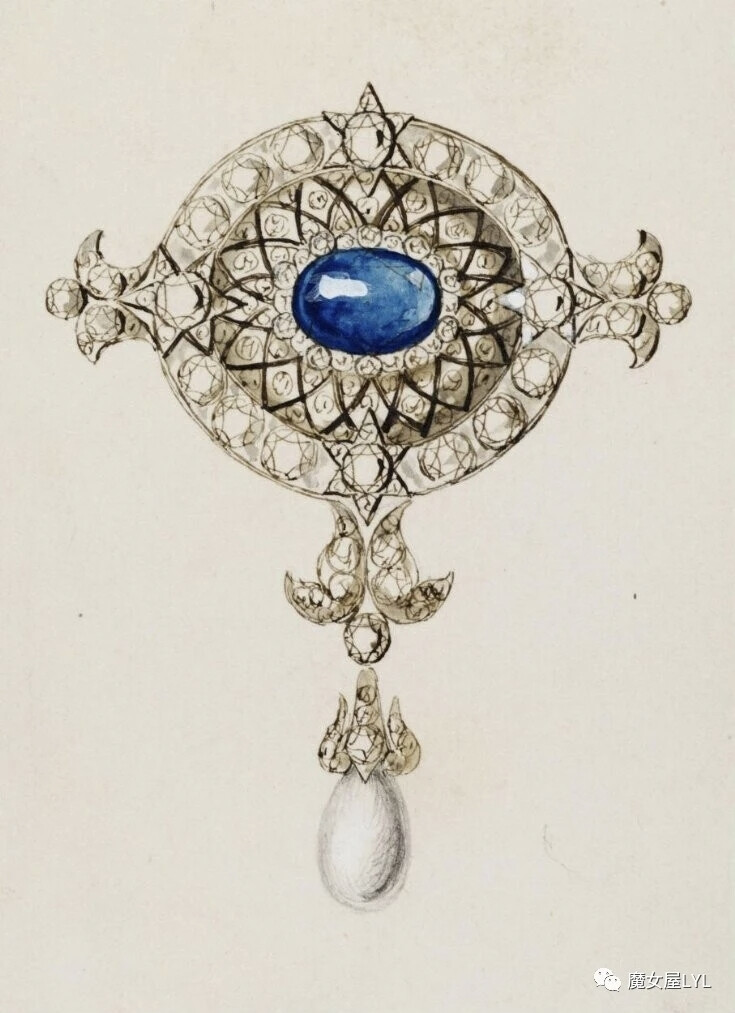 他有许多珠宝首饰设计手稿存在维多利亚和阿伯特博物馆里，我在本文里给首饰设计专业的同学们挑选一些，本文中的图片也都将进入本站素材库，有需要的可以去网盘提取。