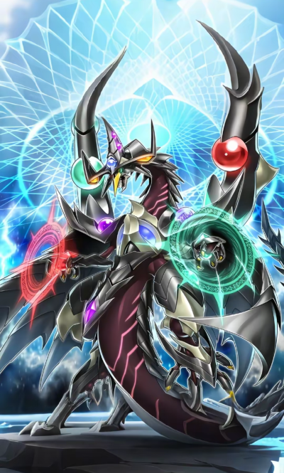 网友自制AI扩图，龙族/效果，异色眼魔导龙。游戏王Arc-V。(侵权删)