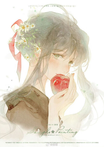 清茗，插画，壁纸，清新，少女，唯美，可爱