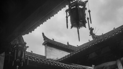天井：徽州歙县昌溪古村落，徽派建筑在天井。