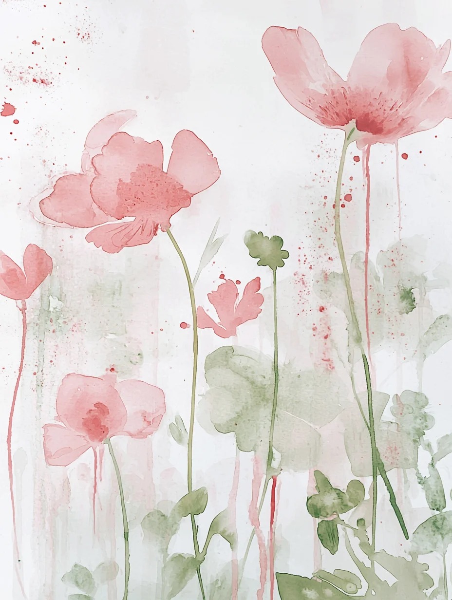 粉色花卉 手绘水彩素材