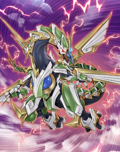 网友自制AI扩图，融合召唤，异色眼风雷龙。游戏王Arc-V。(侵权删)