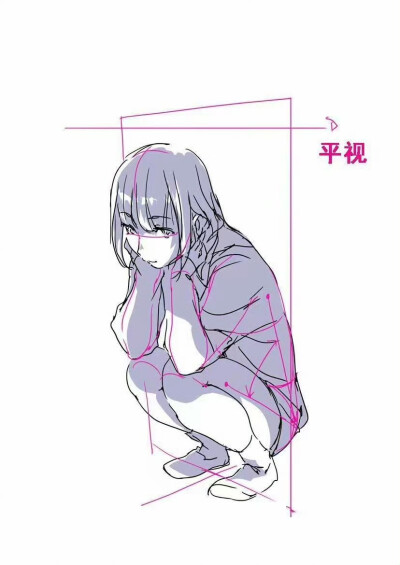 画画视角：下蹲姿势