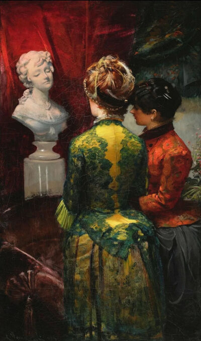 《在闺房里》In a boudoir
莱昂·维茨乌夫科夫斯基（Leon Wyczółkowski）
1885年；尺寸未知；画布油画