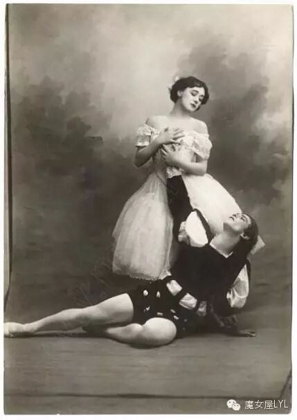 Tamara Karsavina & Vaslav Nijinsky in Giselle, 1910.《吉赛尔》