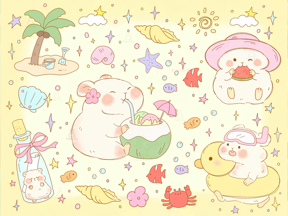 可爱iPad平板壁纸
画师：劈叉的熊熊
#插画壁纸#