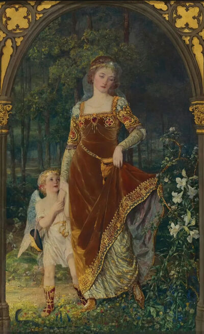 《真爱之路从未平坦》The path of true love never did run smooth
塔尔伯特·休斯（Talbot Hughes）
1896年；尺寸未知；木板油画