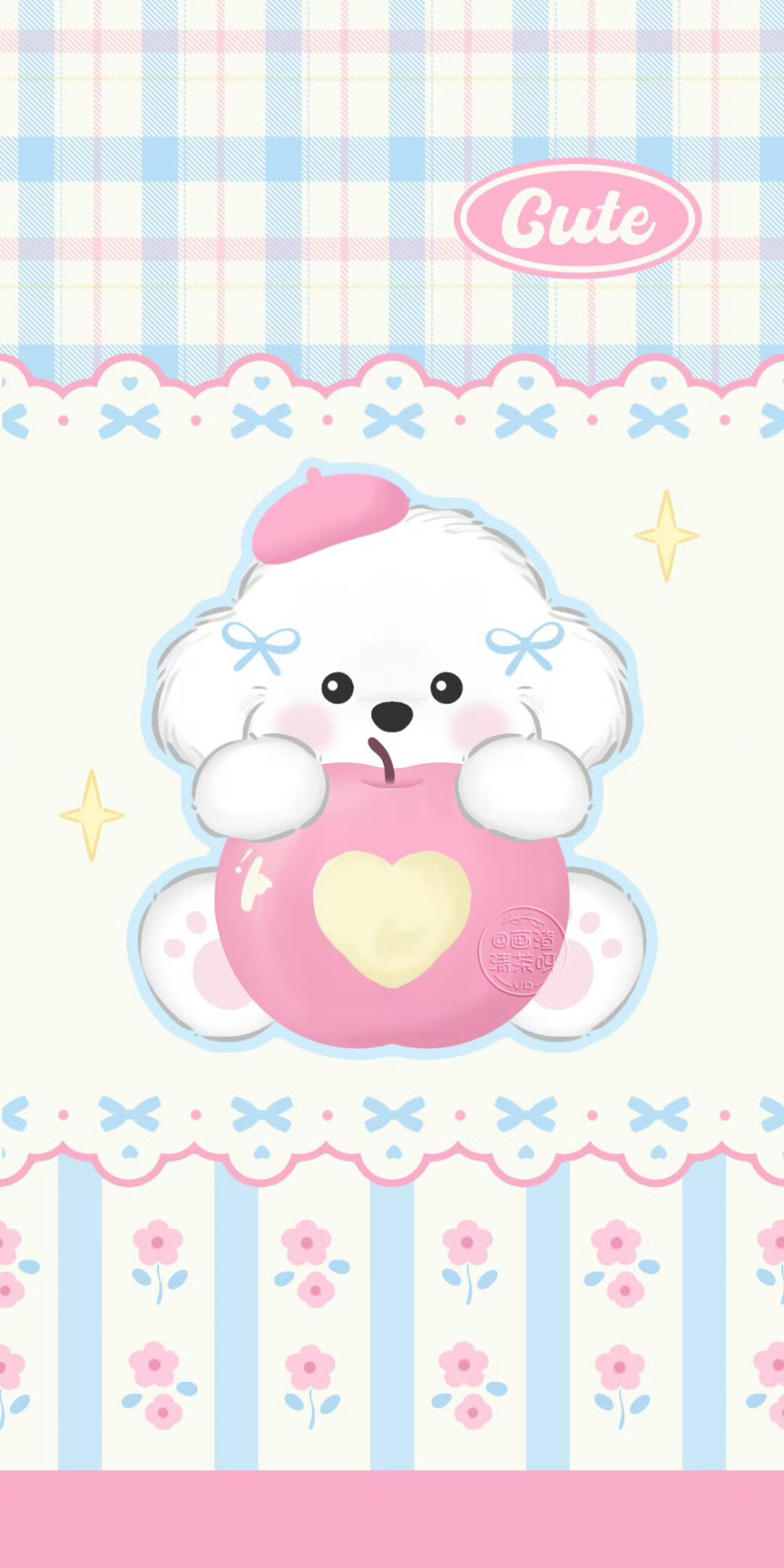 少女心蓝粉色可爱比熊