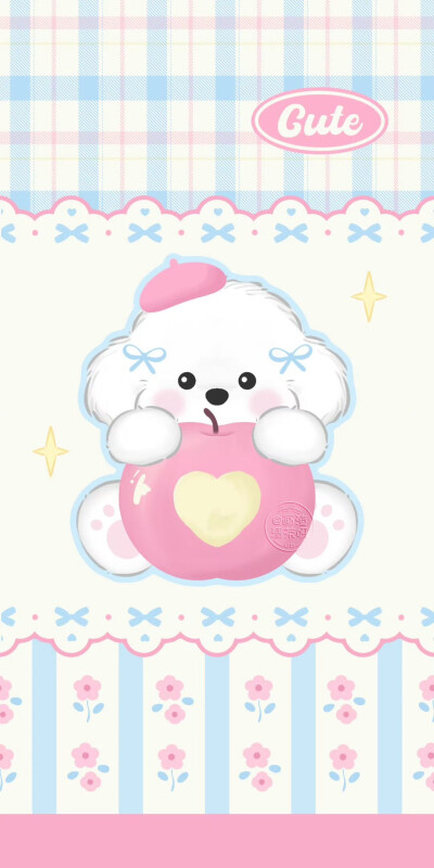 少女心蓝粉色可爱比熊