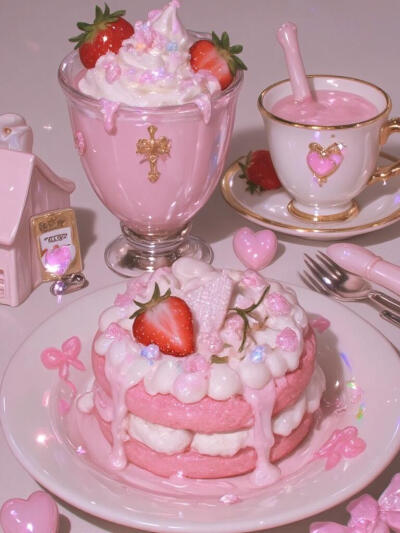blingbling粉色系草莓甜品