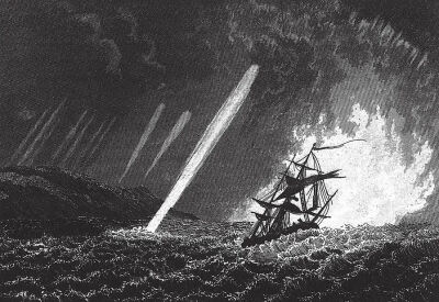 旋风和水龙卷，古董插图，1851年出版