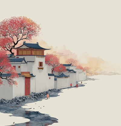 红色系意境背景