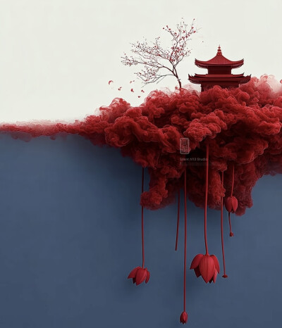 红色系意境背景