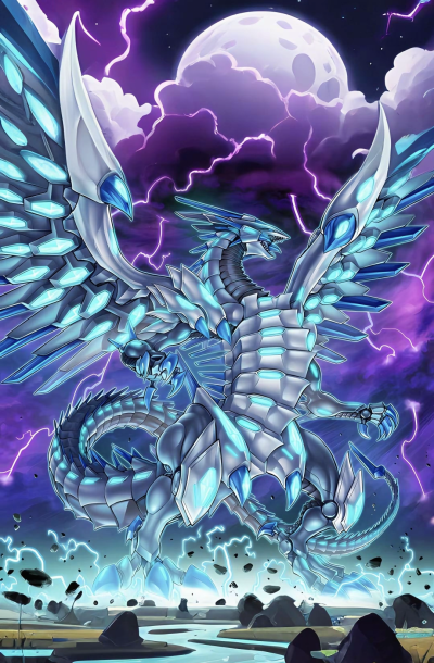 网友自制，AI同人创作。仪式召唤，青眼混沌极龙。《游戏王决斗怪兽》。(侵权删)