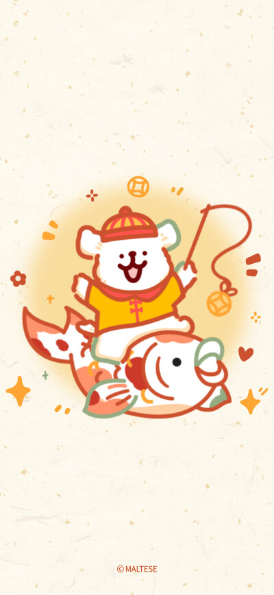 可爱风 线条小狗锁屏壁纸