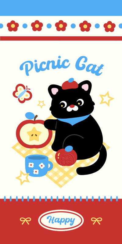 红苹果小黑猫