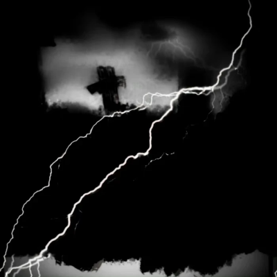 The moon under lightning