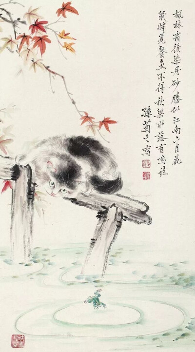 孙菊生【花鸟画猫咪】