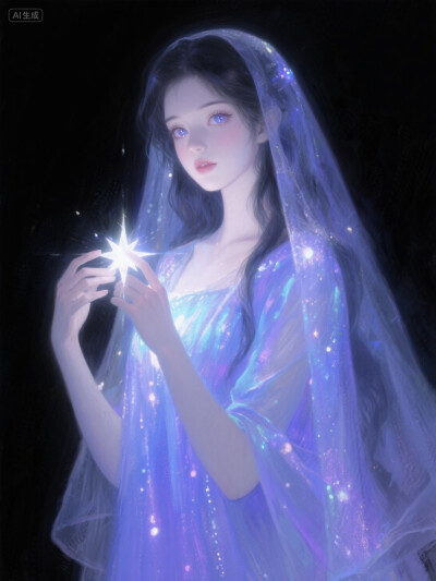 AI插画 星河少女