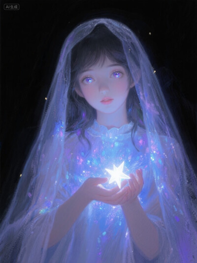 AI插画 星河少女