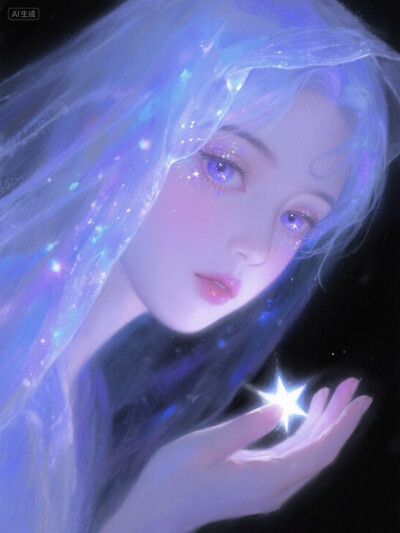 AI插画 星河少女