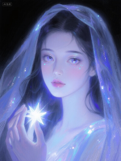 AI插画 星河少女