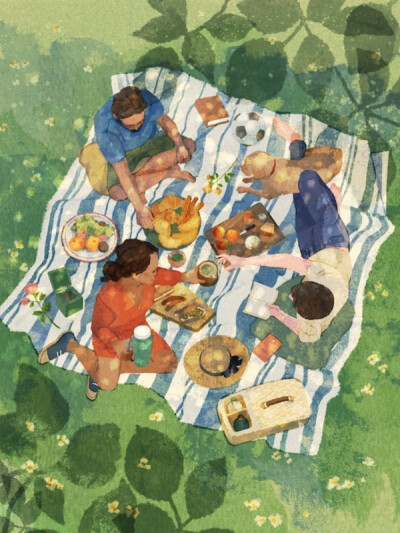 盛夏的蝉鸣里，看到HifuMiyo的插画作品，仿佛褪去一层烦躁，心也开始慢慢沉静下来，在那些明亮又自由的画面里，细细品味这柔软的时光。