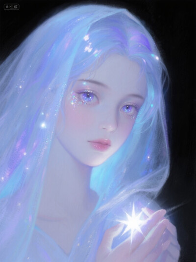 AI插画 星河少女