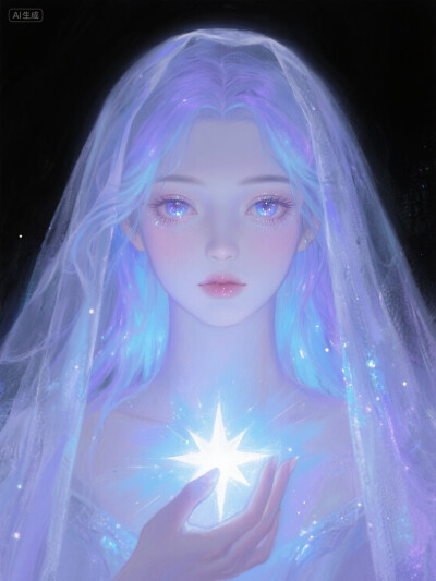 AI插画 星河少女