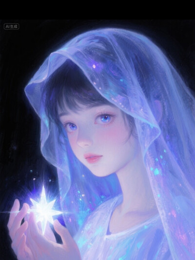 AI插画 星河少女