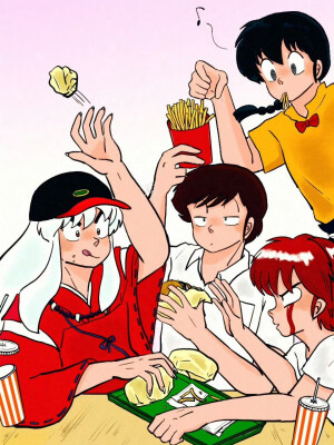 高桥留美子笔下的帅哥四人组
（画师 bonjirygushi_） ​​​