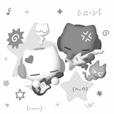 可爱漫画情头 黑白
