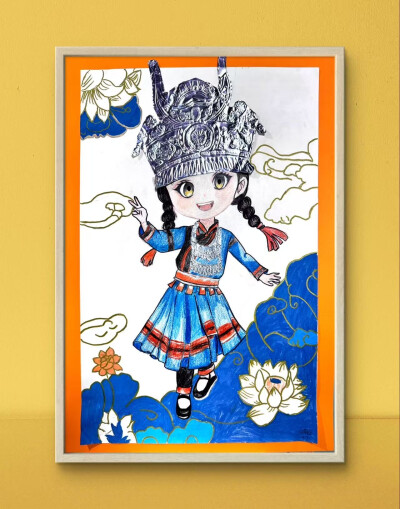 八年级非遗创作·锡纸画工作室·《苗族少女》·王泽钰